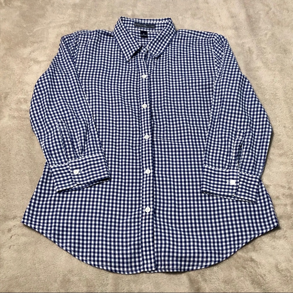 American Living Checkered Button Up Cotton Shirt